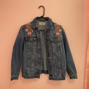 New Look Denim Embroidered Jacket Size US 2